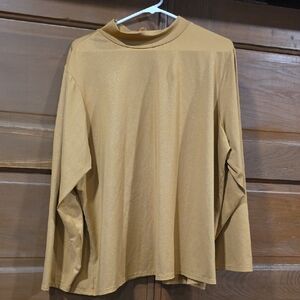 Susan Graver Gold Long Sleeve Lightweight Top